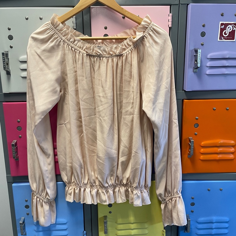Emerson Thorpe Chic Blush Off-Shoulder Women's Blouse, XS